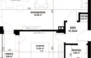 Двустаен апартамент в Славейков, Бургас с тераса