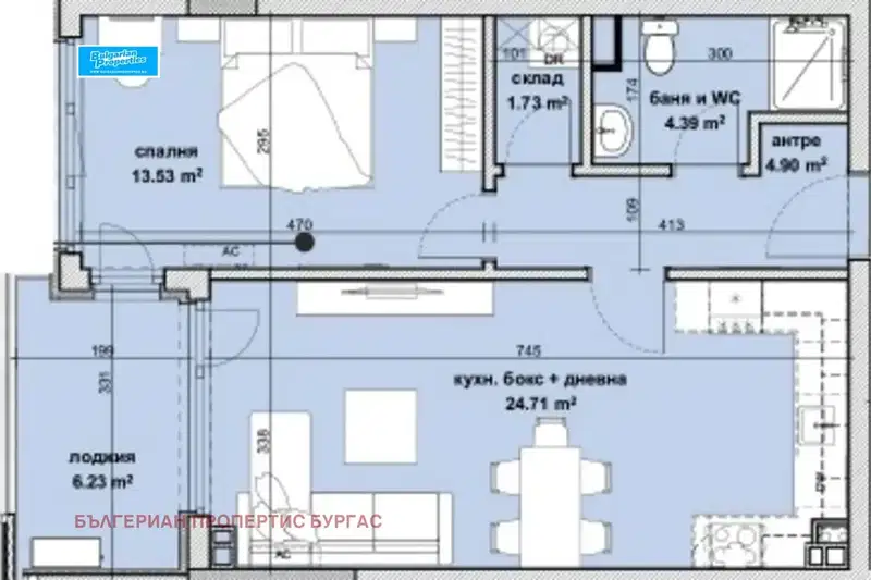 Двустаен апартамент в Славейков, Бургас с асансьор