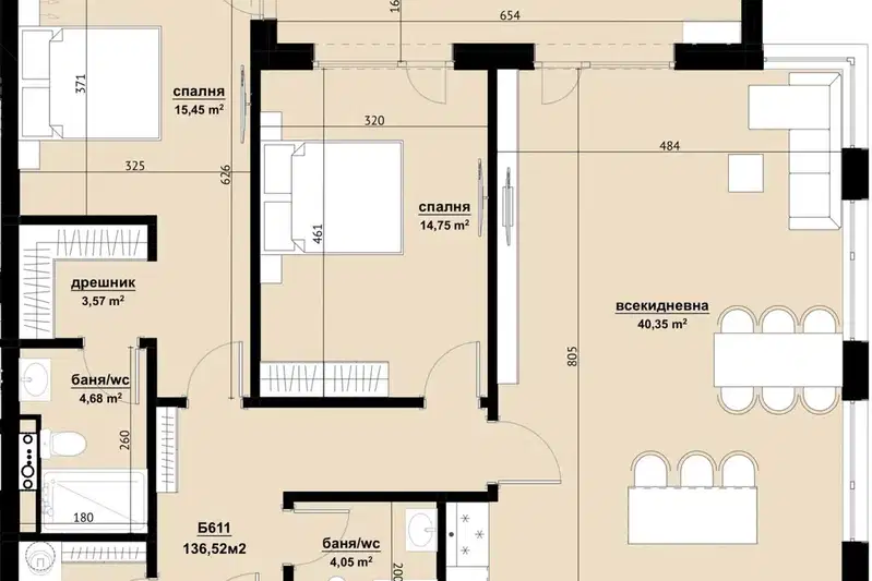 3-bedroom apartment in Burgas, Slaveikov