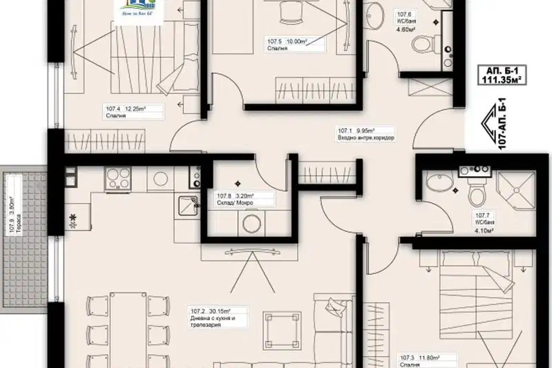 4-bedroom apartment in област София, Elin Pelin