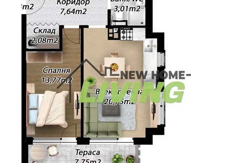 2-bedroom apartment in Plovdiv, Belomorski