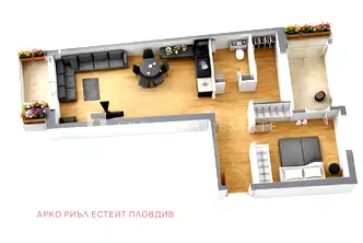 Двустаен апартамент в Център Пловдив с тераса