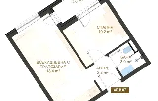 Двустаен апартамент с тераса в Център, Пловдив, Capital Residence