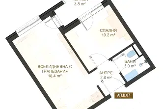 Двустаен апартамент с тераса в Център, Пловдив, Capital Residence