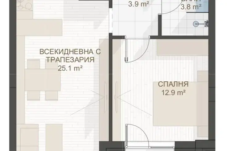 2-bedroom apartment in Plovdiv, Centyr