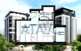 Двустаен апартамент в Христо Смирненски с тераса и паркинг