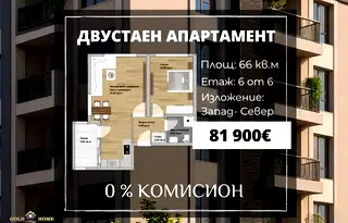 2-стаен апартамент в Христо Смирненски, Пловдив с тераса