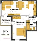 Двустаен апартамент в Каменица 2, Пловдив с тераса
