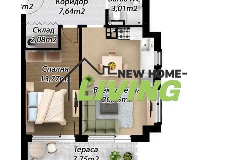 2-bedroom apartment in Plovdiv, Komatevo