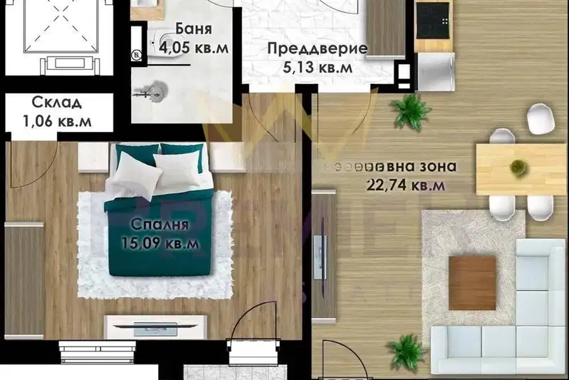 2-bedroom apartment in Plovdiv, Komatevo