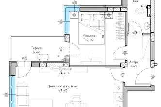Двустаен апартамент в Кючук Париж, Пловдив с тераса