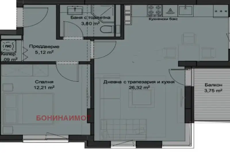 2-bedroom apartment in Plovdiv, Kyuchuk Parij