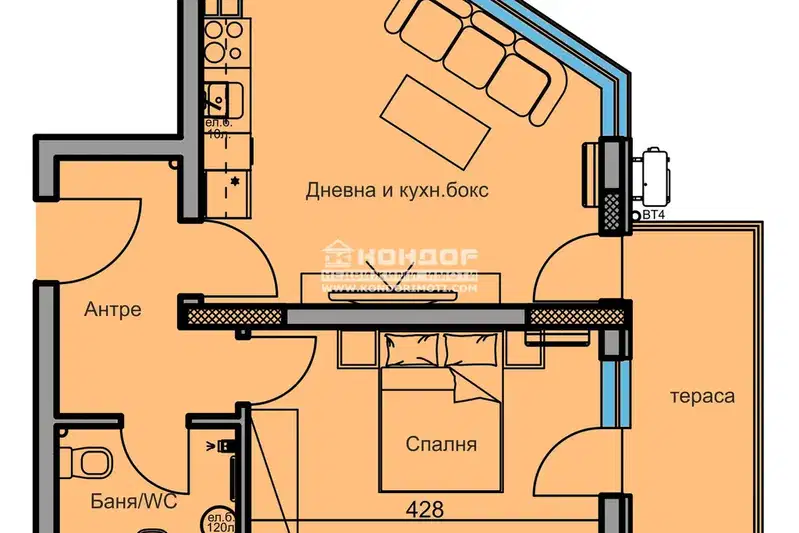 2-bedroom apartment in Plovdiv, Mladejki Hylm