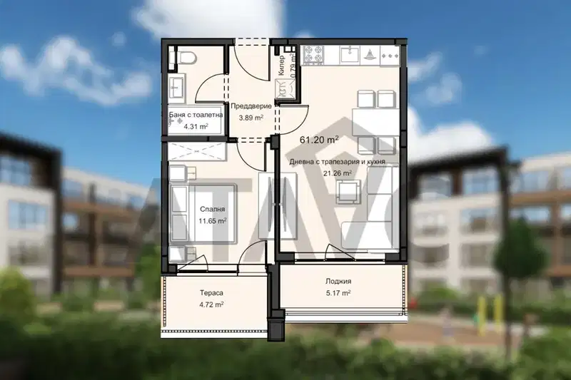 2-bedroom apartment in Plovdiv, Ostromila