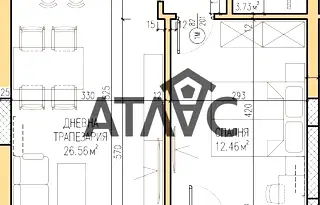 Двустаен апартамент в Остромила с югоизточно изложение