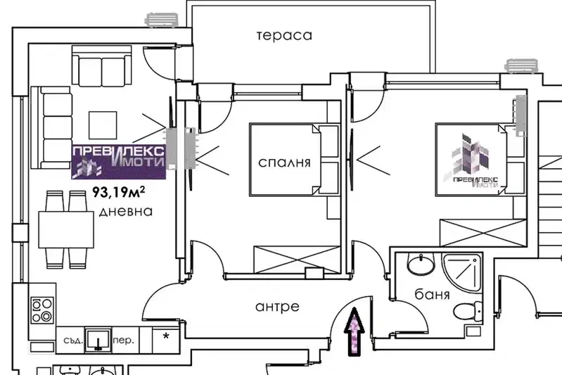 3-bedroom apartment in Plovdiv, Sydiiski