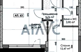Двустаен апартамент в Тракия, Пловдив с южно изложение