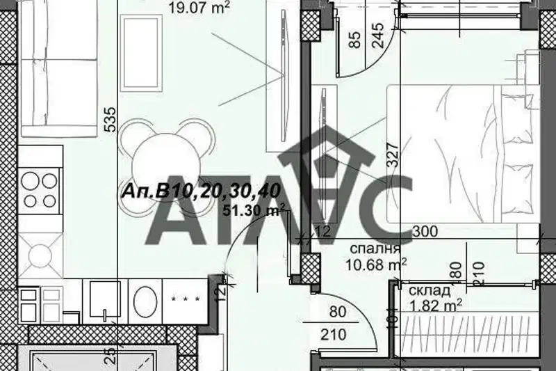 Two-room apartment in Trakiya with terrace and elevator