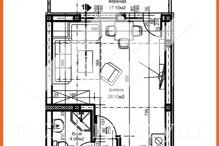 1-bedroom apartment in Plovdiv, Yujen
