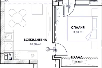 Двустаен апартамент в Южен, Пловдив с паркомясто в затворен комплекс