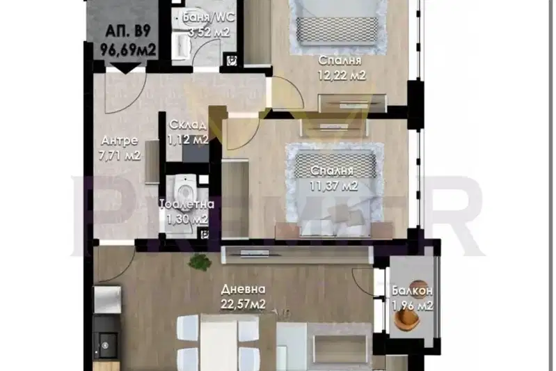 3-bedroom apartment in Plovdiv, Yujen