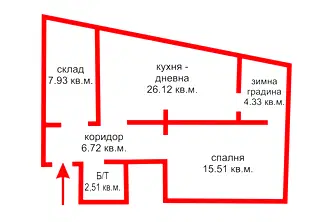 Двустаен апартамент в Русе, Център
