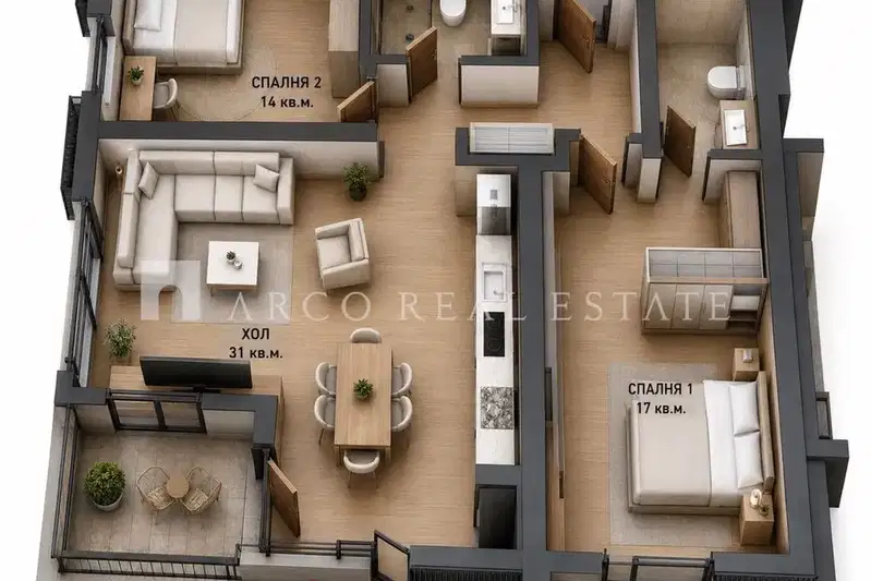 3-bedroom apartment in Sofiya, Borovo