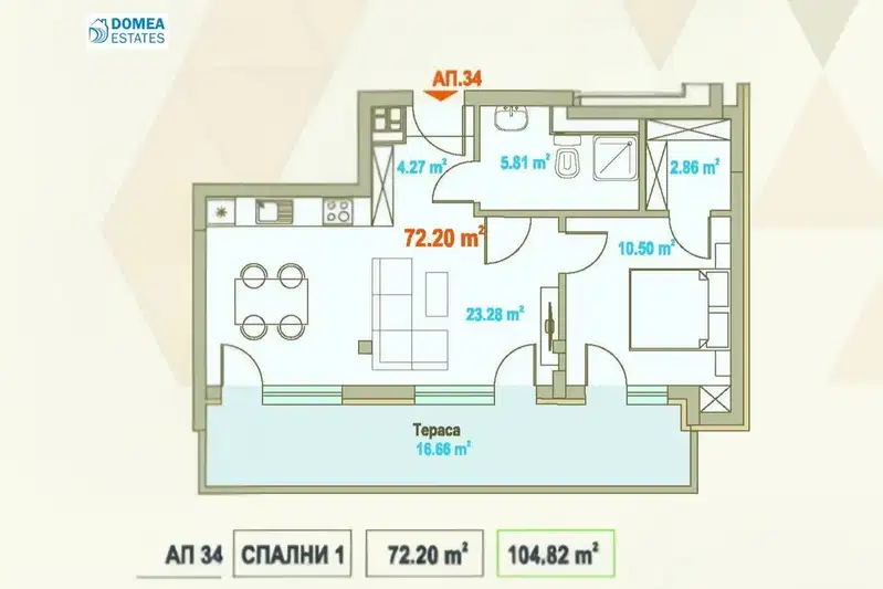 2-bedroom apartment in Sofiya, Centyr