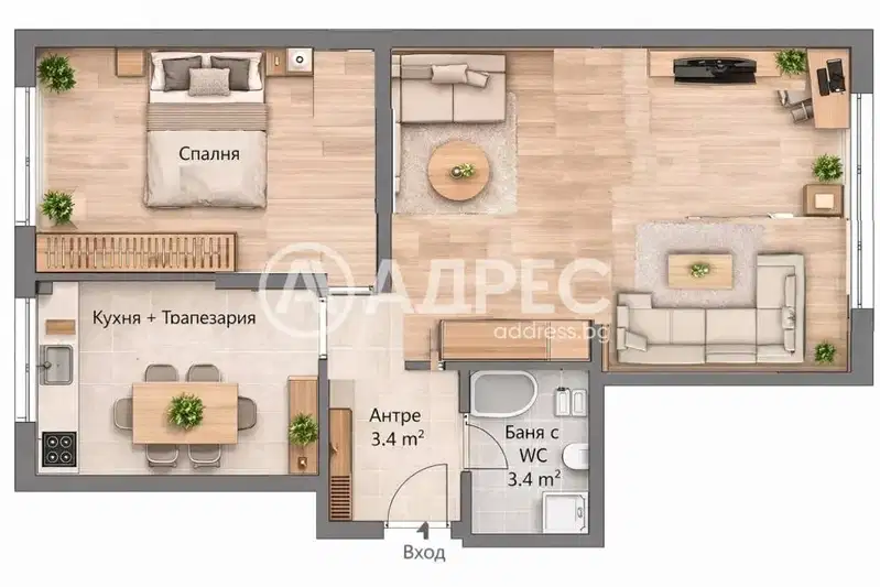 2-bedroom apartment in Sofiya, Centyr