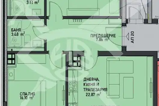 Тристаен апартамент в Център, София с тераса и паркинг