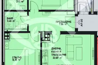 Тристаен апартамент в Център, София с тераса и паркинг