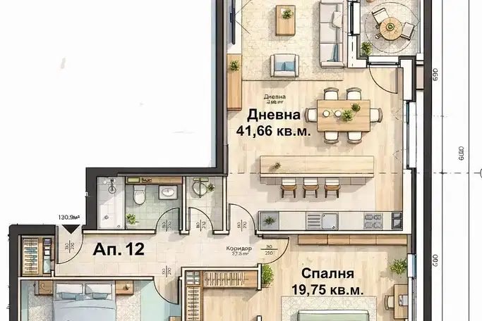 Тристаен апартамент с панорамна гледка в Драгалевци