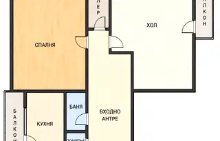Двустаен апартамент с два балкона в Дружба 1, София