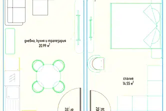 Двустаен апартамент в Дървеница с ново строителство