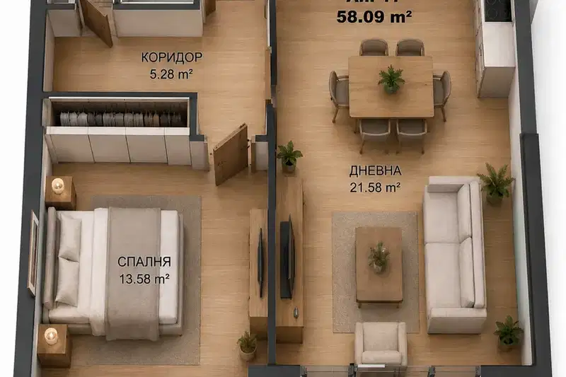 2-bedroom apartment in Sofiya, Knyajevo