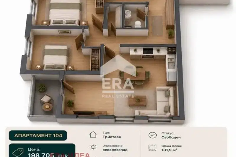 3-bedroom apartment in Sofiya, Levski G