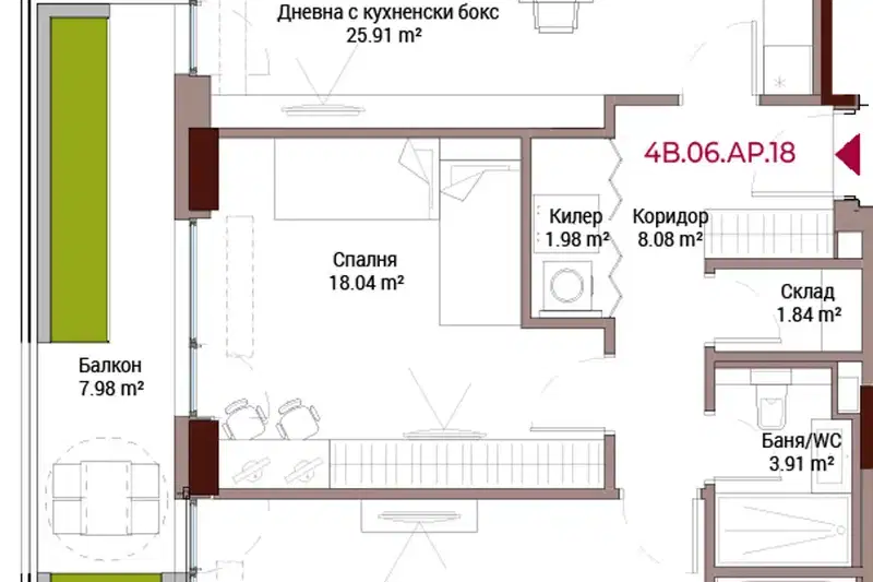 Тристаен апартамент с балкон в Лозенец, бул. Черни връх