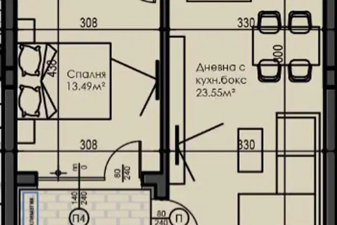 Двустаен апартамент с двор в Малинова долина, София