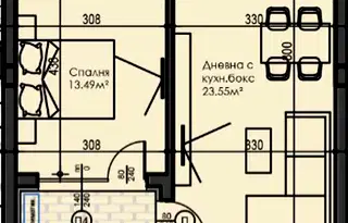 Двустаен апартамент с двор в Малинова долина, София