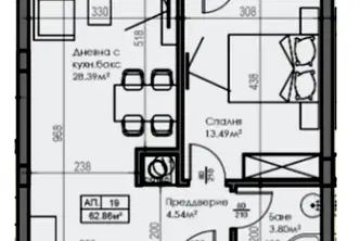 Двустаен апартамент в Малинова долина с тераса и паркинг