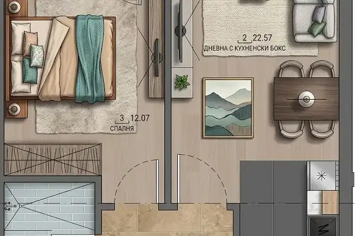 2-bedroom apartment in Sofiya, Malinova Dolina