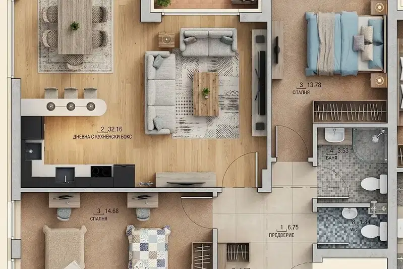 3-bedroom apartment in Sofiya, Malinova Dolina