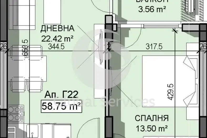 2-bedroom apartment in Sofiya, Manastirski Livadi