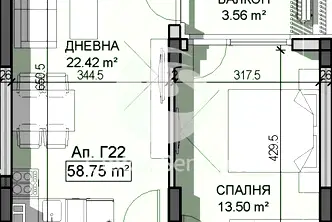 Двустаен апартамент в Манастирски ливади с балкон