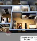 Двустаен апартамент с тераса в Манастирски ливади, София