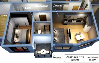 Тристаен апартамент в Манастирски ливади с тераса
