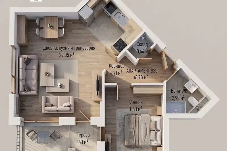 2-bedroom apartment in Sofiya, Mladost 3