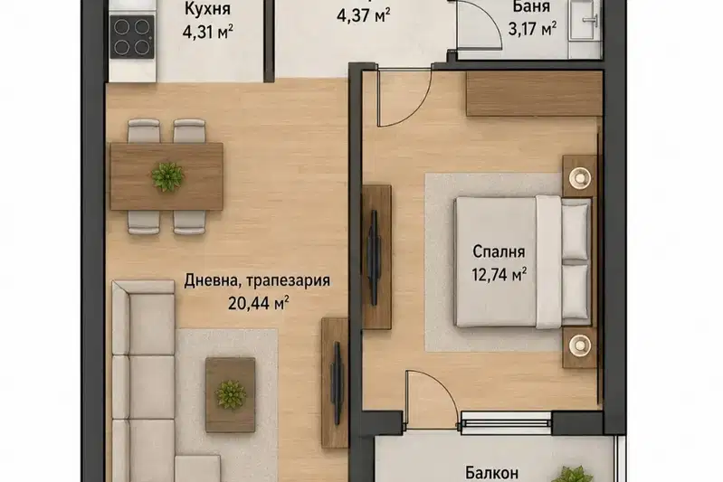 2-bedroom apartment in Sofiya, Obelya 1