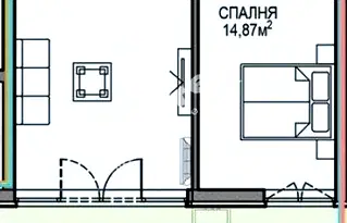 Двустаен апартамент с озеленен двор в Обеля 2, София