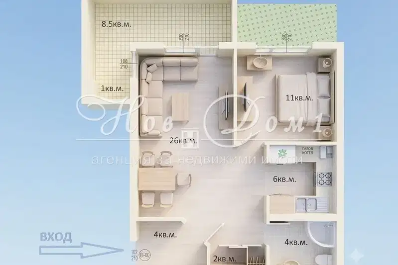 2-bedroom apartment in Sofiya, Ovcha Kupel